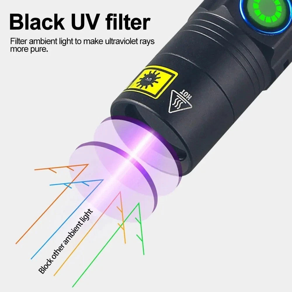 365nm UV Flashlight Blacklight Inspection Torch Rechargeable LED