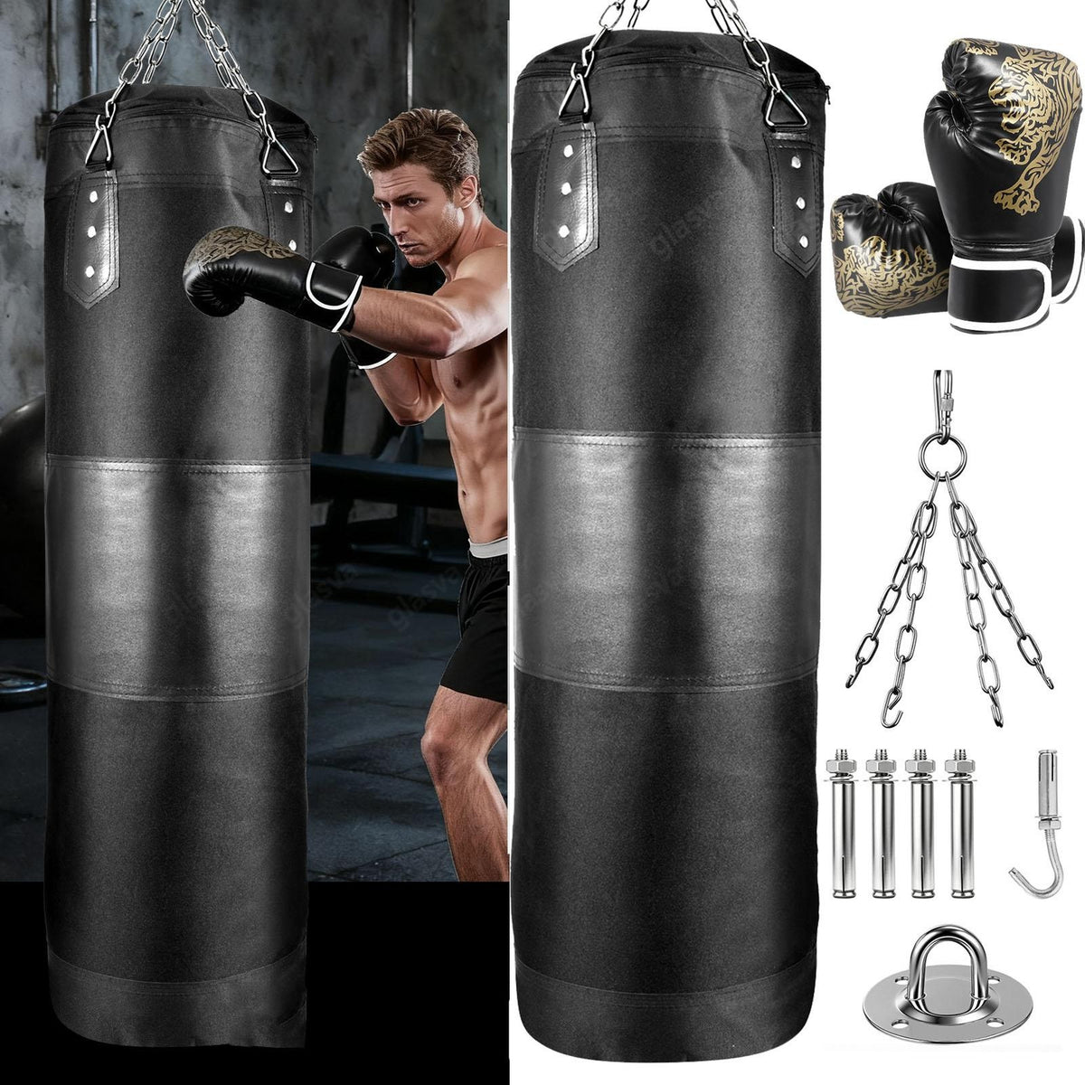 Unfilled Heavy Boxing Punching Bag Set for Boxing & Kickboxing Training