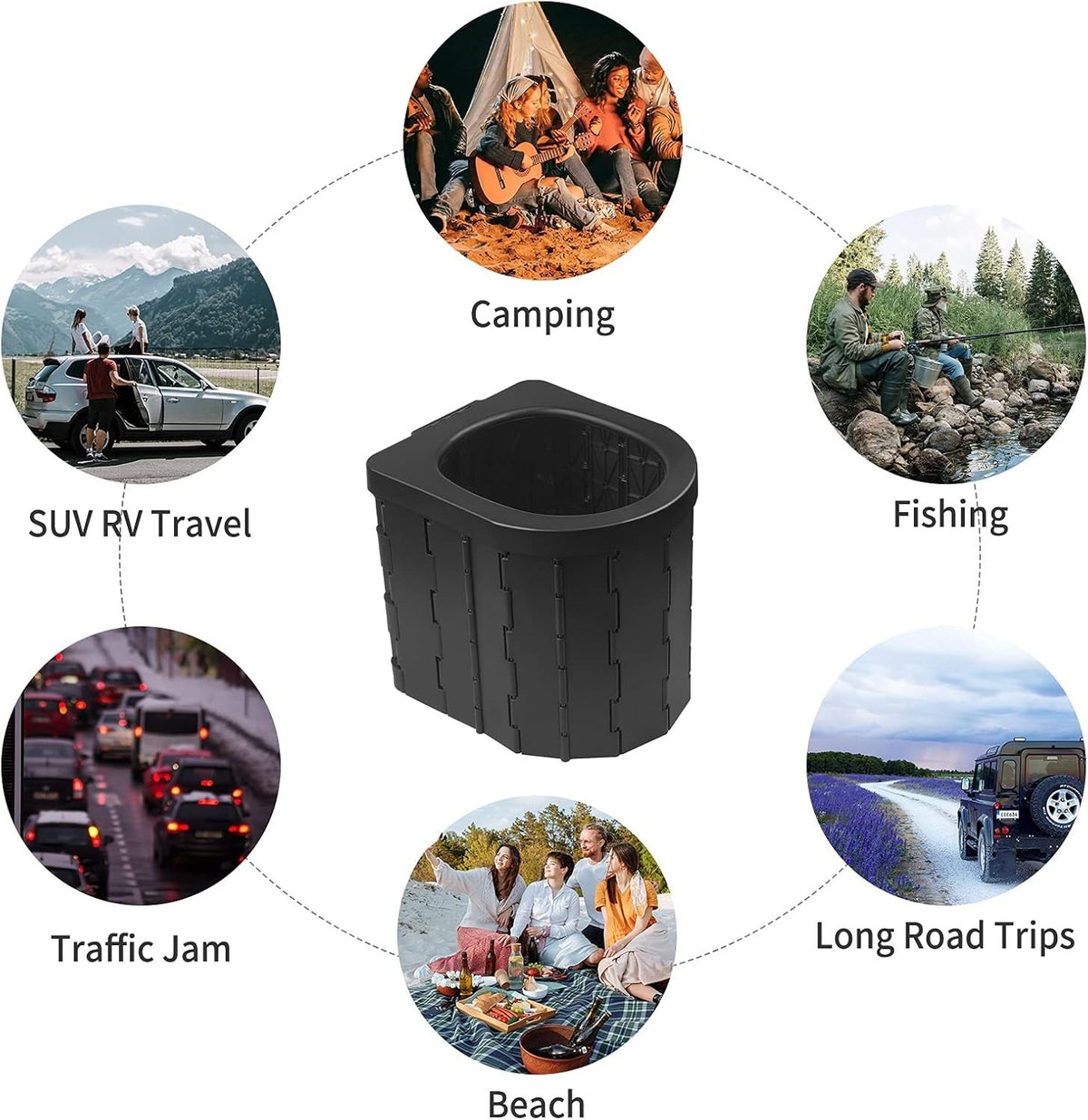 Portable Camping Toilet Foldable Emergency Bathroom for Outdoors Adults Kids