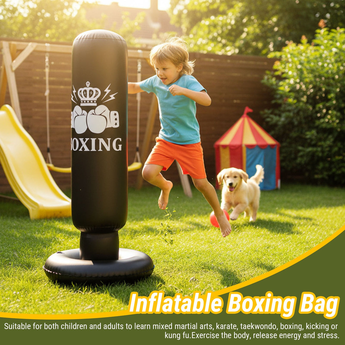Inflatable Boxing Bag 63 Inch Punching Dummy for Martial Arts Training