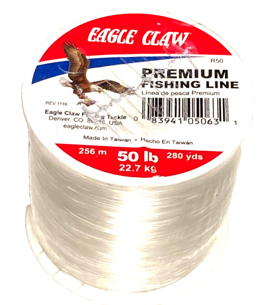 Premium Monofilament Fishing Line 50lb Test Clear 280 Yards Spool