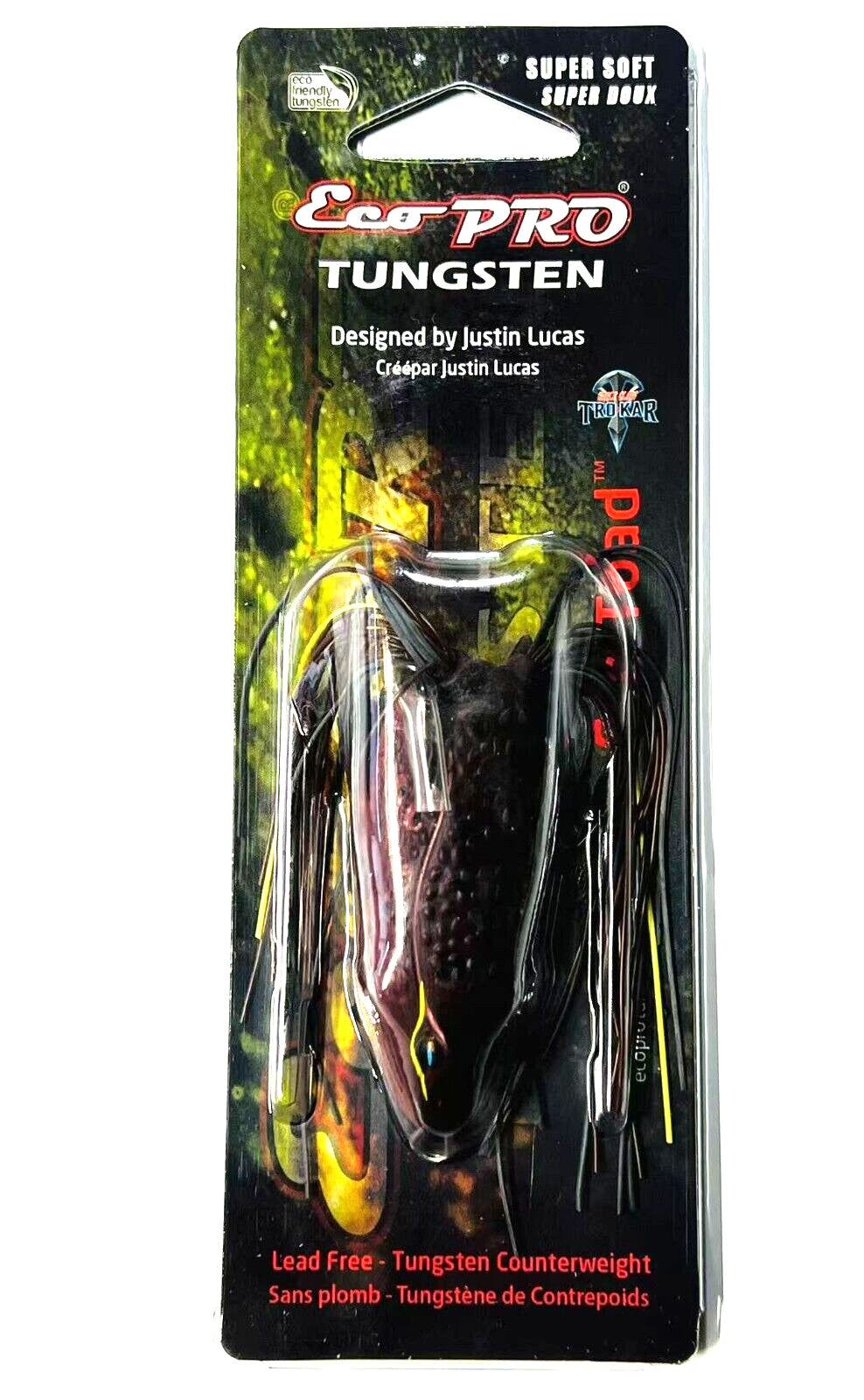 Bass Fishing Frog Lure - Eco Toad Hollow Body Soft Rubber Bait with Hooks