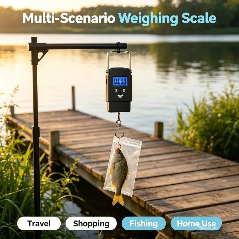 Digital Portable Hanging Scale 110lb/50kg for Fish Luggage Travel Use