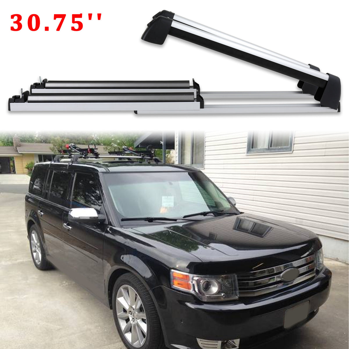 Universal Roof Rack Cross Bars for Ford Flex Ski Snowboard Carriers with Lock