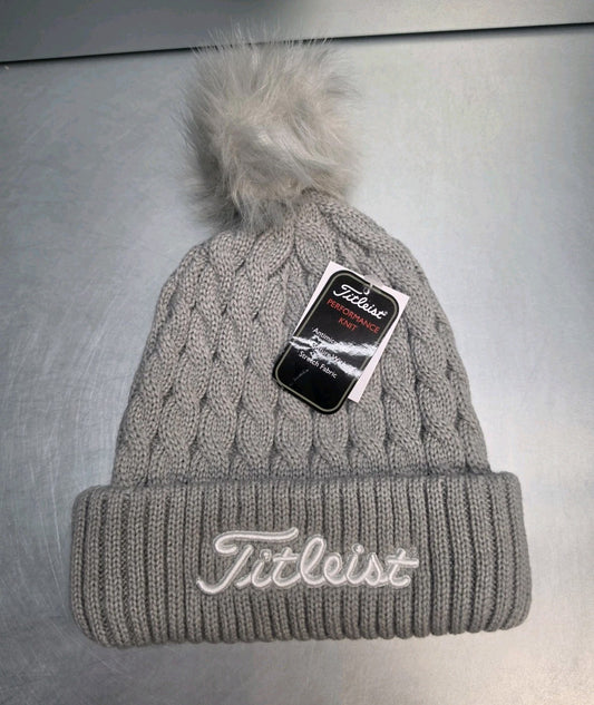 Golf Beanie Hat with Pom Gray - One Size Unisex Winter Cap
