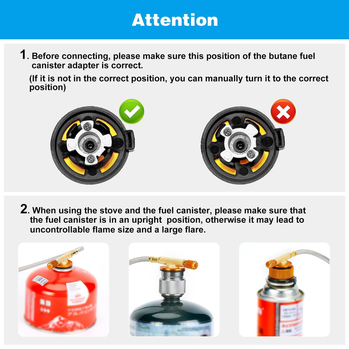 6800W Windproof Camping Stove with Piezo Ignition & Fuel Canister Adapter