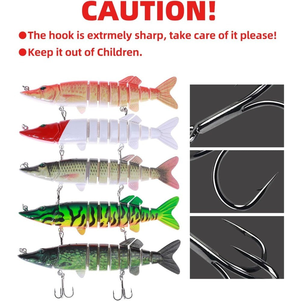 5pcs Jointed Swimbait Fishing Lures for Bass Trout Pike - Bait Set