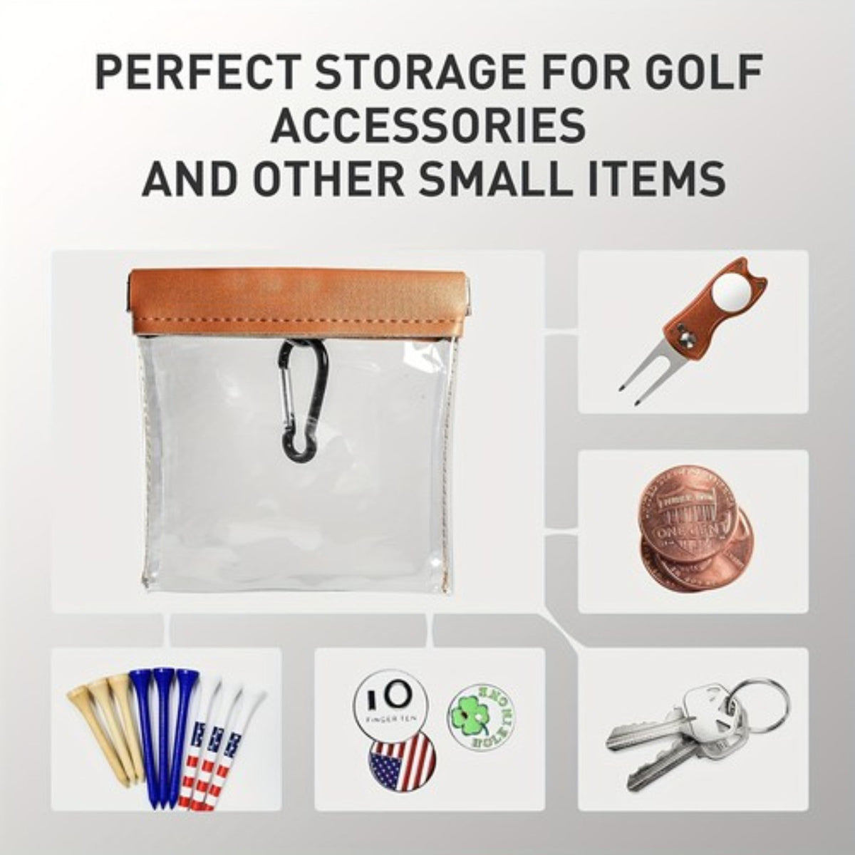 Golf Tee Bags 3 Pack with Clip Holder and 36 Bamboo Tees