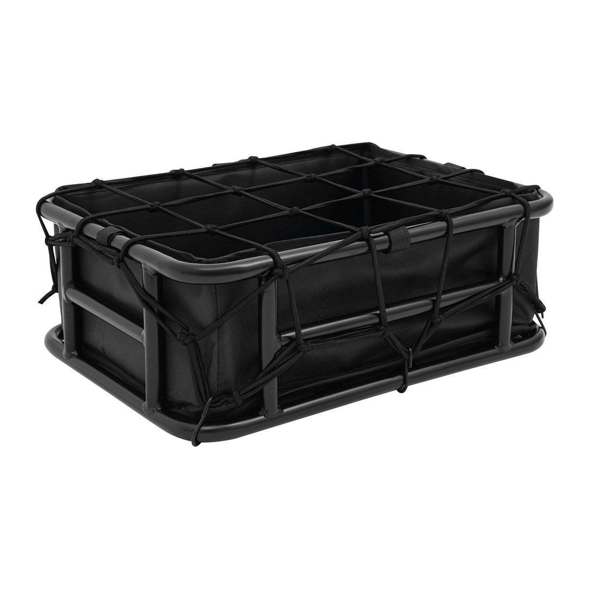 Rear Bicycle Basket with Luggage Net & Inner Liner - Black, 15L Capacity
