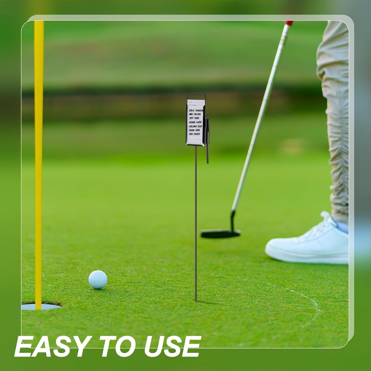 Golf Proximity Markers Set with 50 Score Sheets - Metal Markers for Golf Practice & Competition