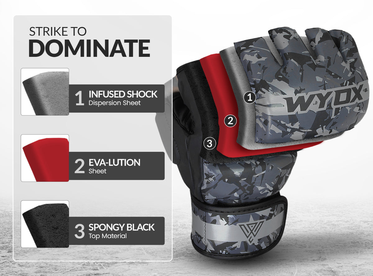MMA Gloves & Boxing Hand Wraps Set for Kickboxing Sparring Training