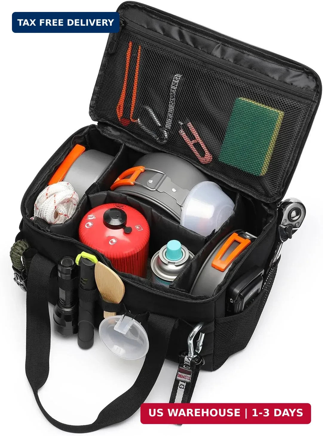 14L Tactical Camping Storage Bag with Organizer & Waterproof Bottom