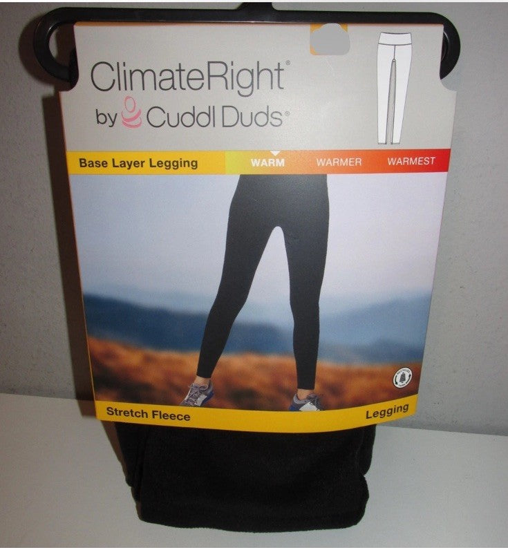 Women's Black Fleece Leggings with Stretch Base Layer for Winter Sports XL