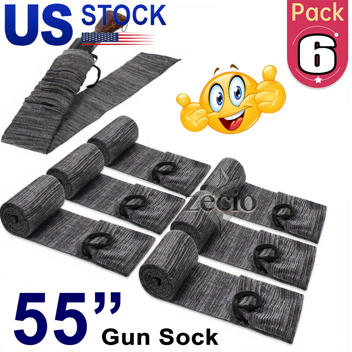 Bulk Gun Socks 12 Pack Gray Silicone Rifle and Shotgun Sleeves Up to 55 Inch