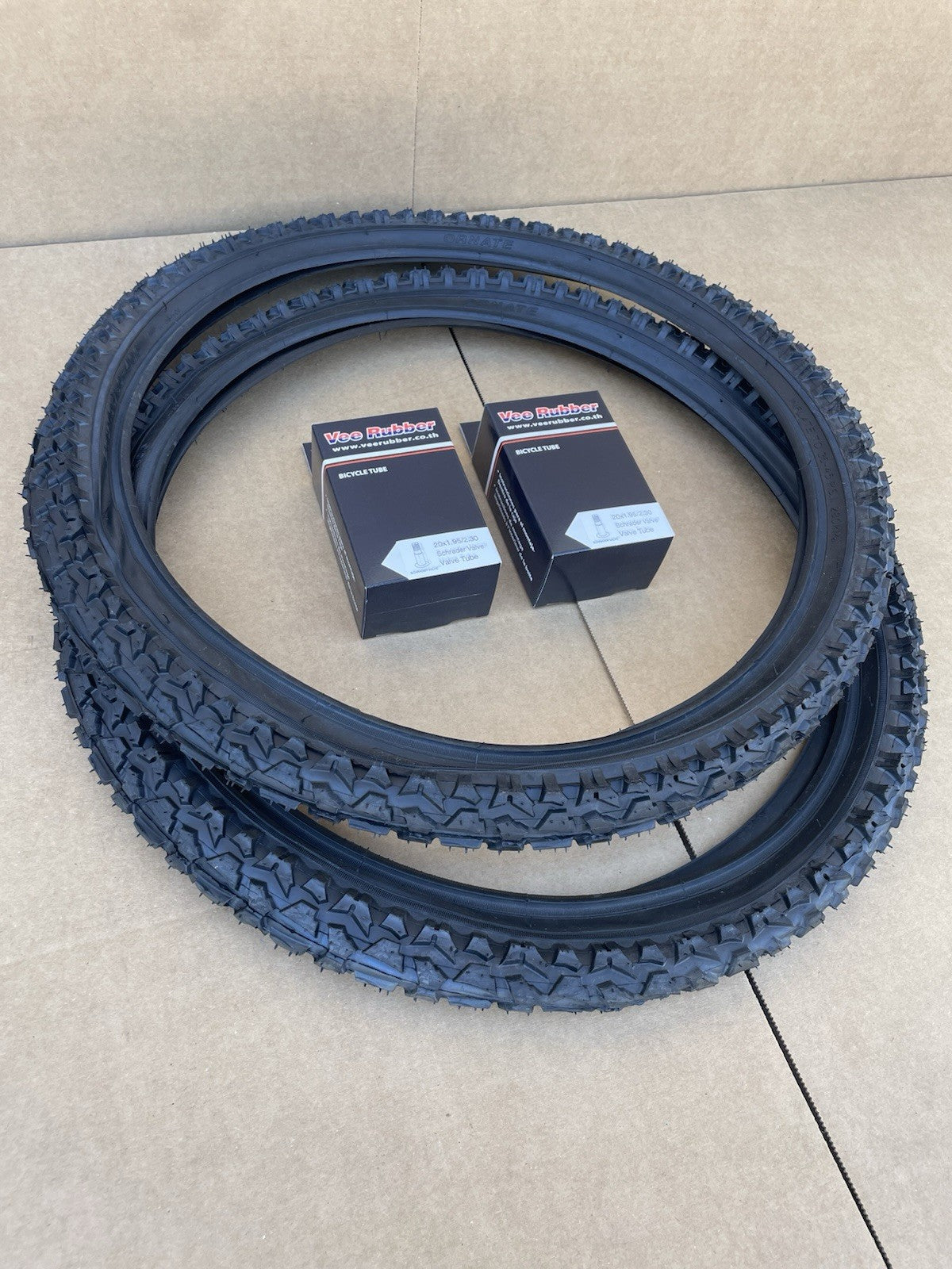 20'' x 1.95 MTB BMX Bicycle Tires and Tubes All Black Mud Terrain Set