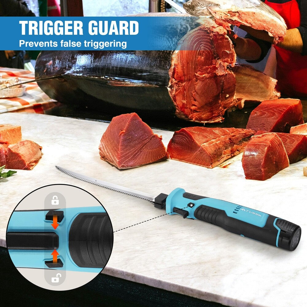 Cordless Electric Fish Fillet Knife with 8/10-Inch Stainless Steel Blades & Case
