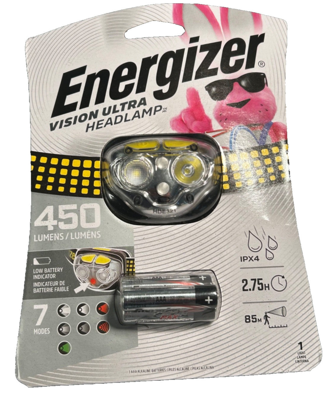 Energizer Vision Ultra Headlamp 450 Lumens with 3 AAA Batteries - Black