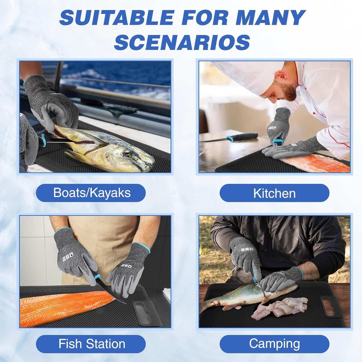 Fish Fillet Set with Knife, Mat, Sharpener & Gloves – Fish Cleaning Kit