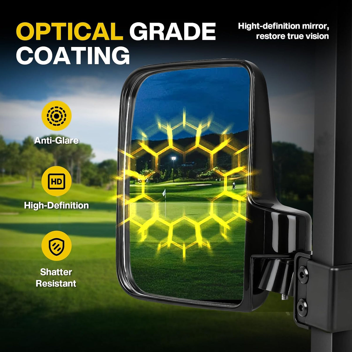 Universal Golf Cart Rear View Mirrors with Turn Signal Lights, Folding Side Mirrors for Club Car EZGO Yamaha Kandi