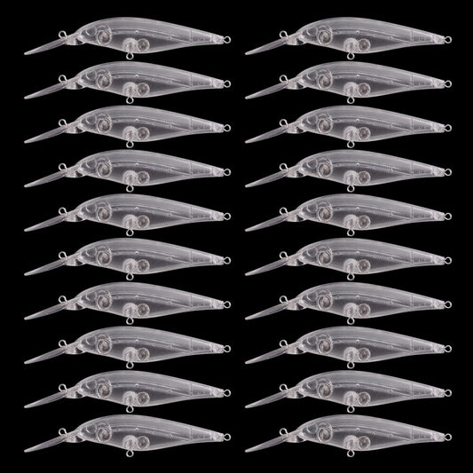 20pcs Unpainted Minnow Fishing Lures Hard Baits for Freshwater & Saltwater