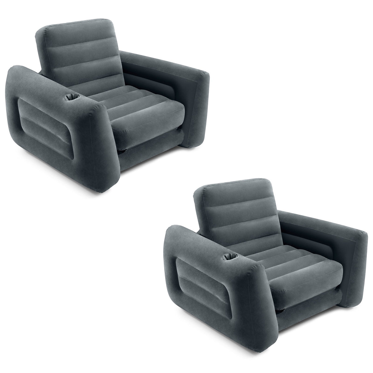 Intex Inflatable Pull-Out Sofa Chair and Twin Air Mattress 2 Pack