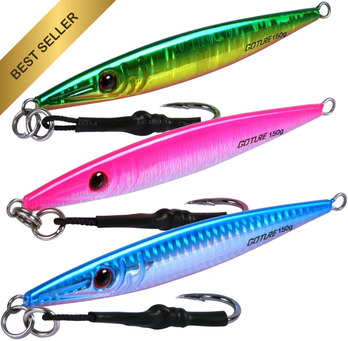 Saltwater Fishing Jigs 80-200g with Assist Hooks for Deep Sea Tuna & Snapper