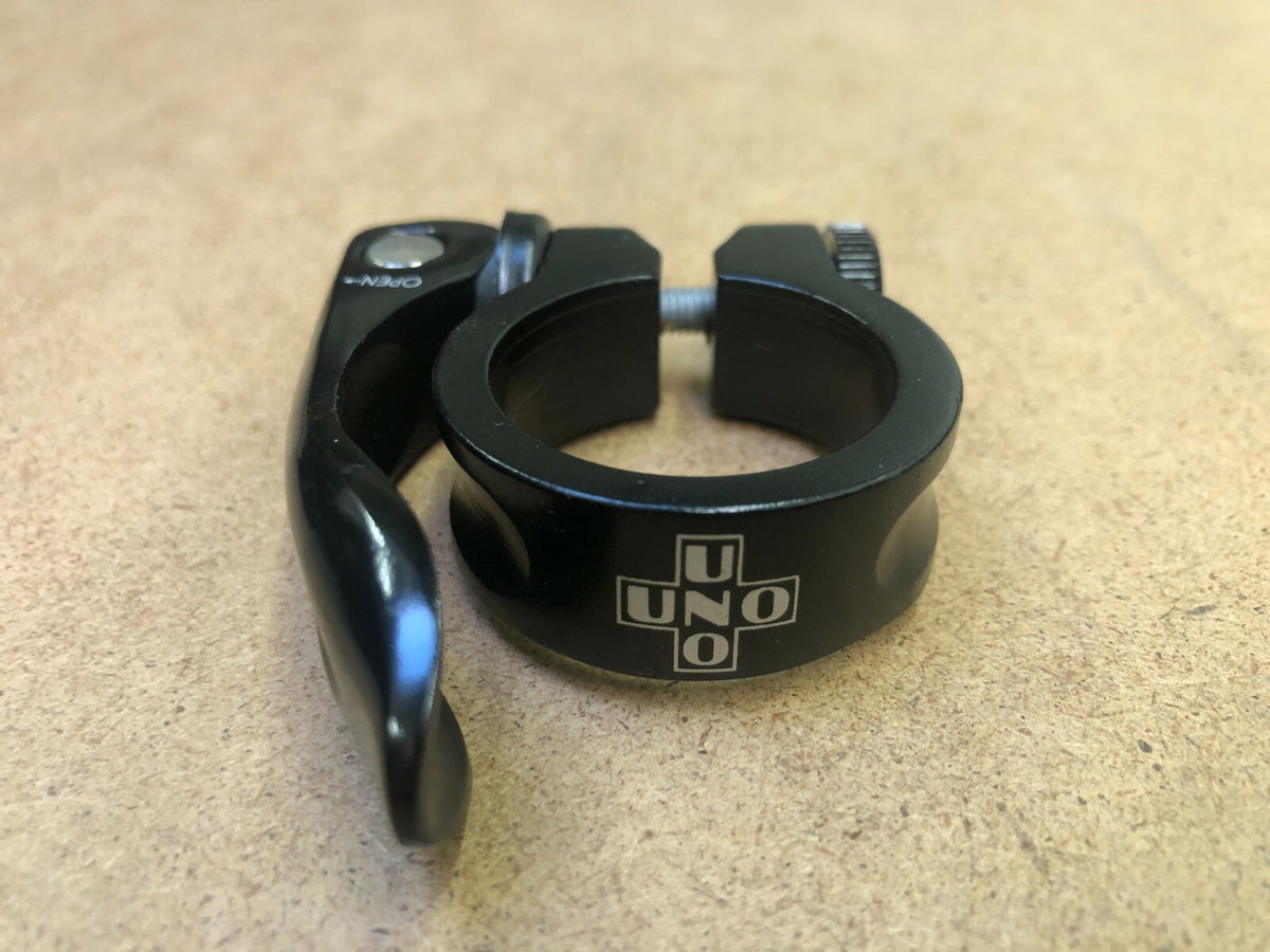 Bicycle Alloy Seat Post Clamp with Quick Release - Multiple Sizes Black