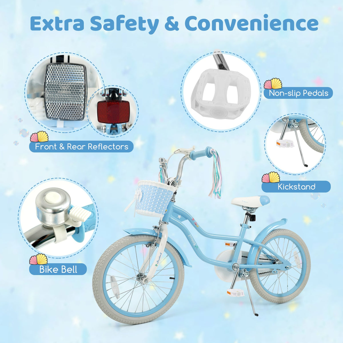 Girls 20 Inch Kids Bike with Removable Basket & Streamers - Safe & Adjustable