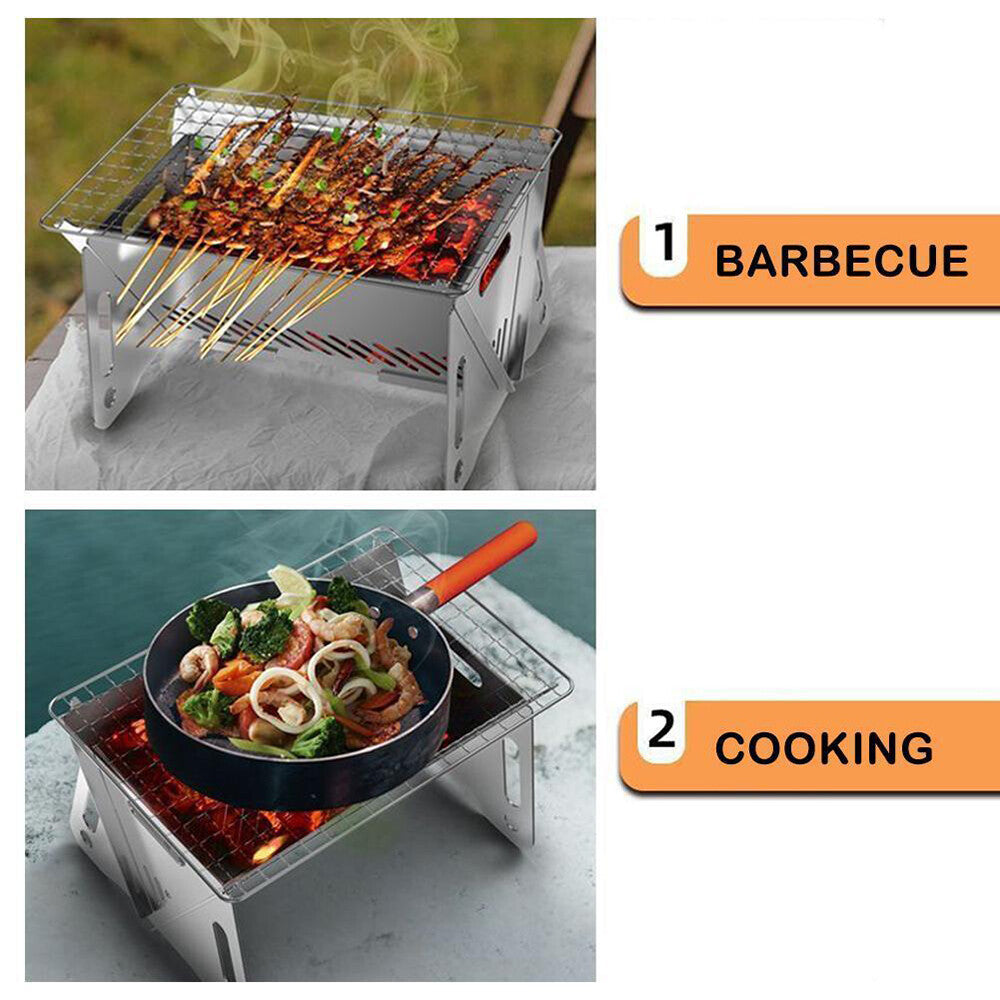 Portable Stainless Steel Camping Grill Foldable BBQ Stove for Outdoor Cooking