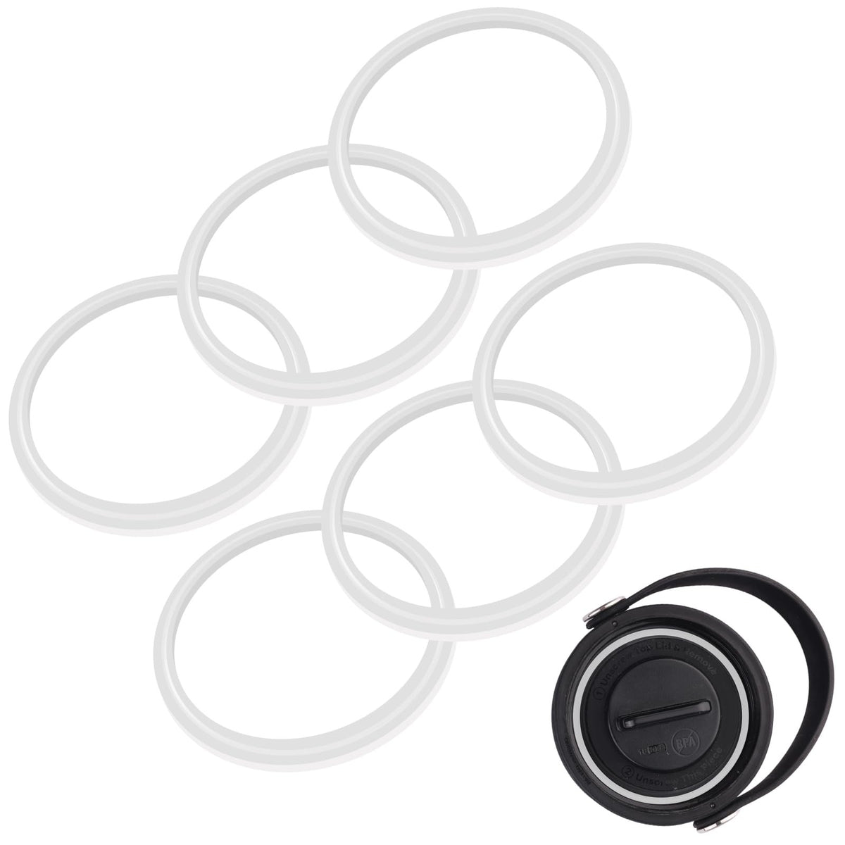 Rubber Gasket Seal O-Ring for Hydro Flask Wide Mouth Water Bottles - 6 Pack