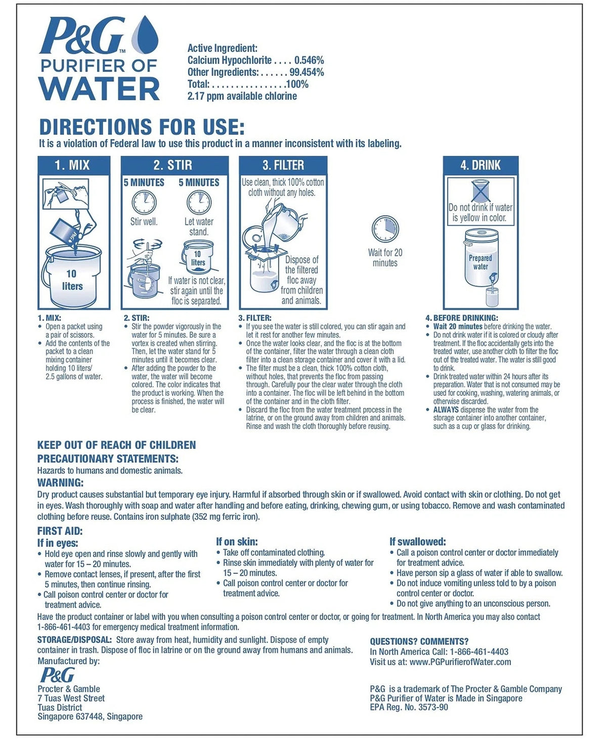 Water Purifier Packets - Treats 600+ Gallons, 240 Packets for Water Filtration