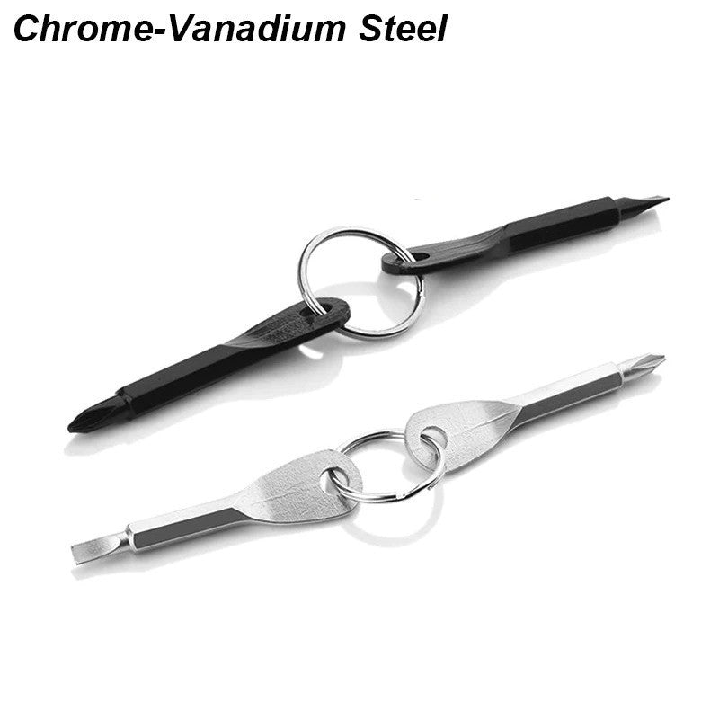 Mini Pocket Screwdriver Keychain Set - Portable Repair Tool with Phillips & Slotted Bits