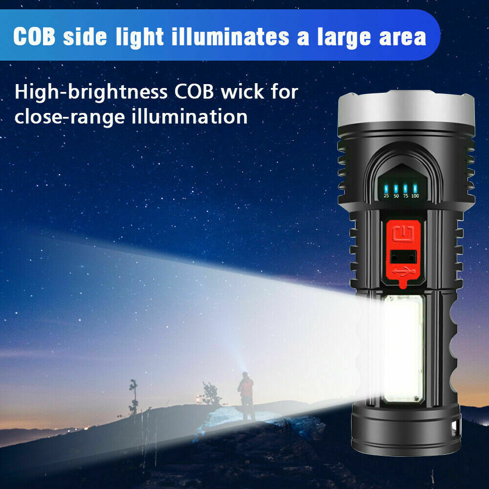 Super Bright Tactical LED Flashlight with USB Rechargeable Battery