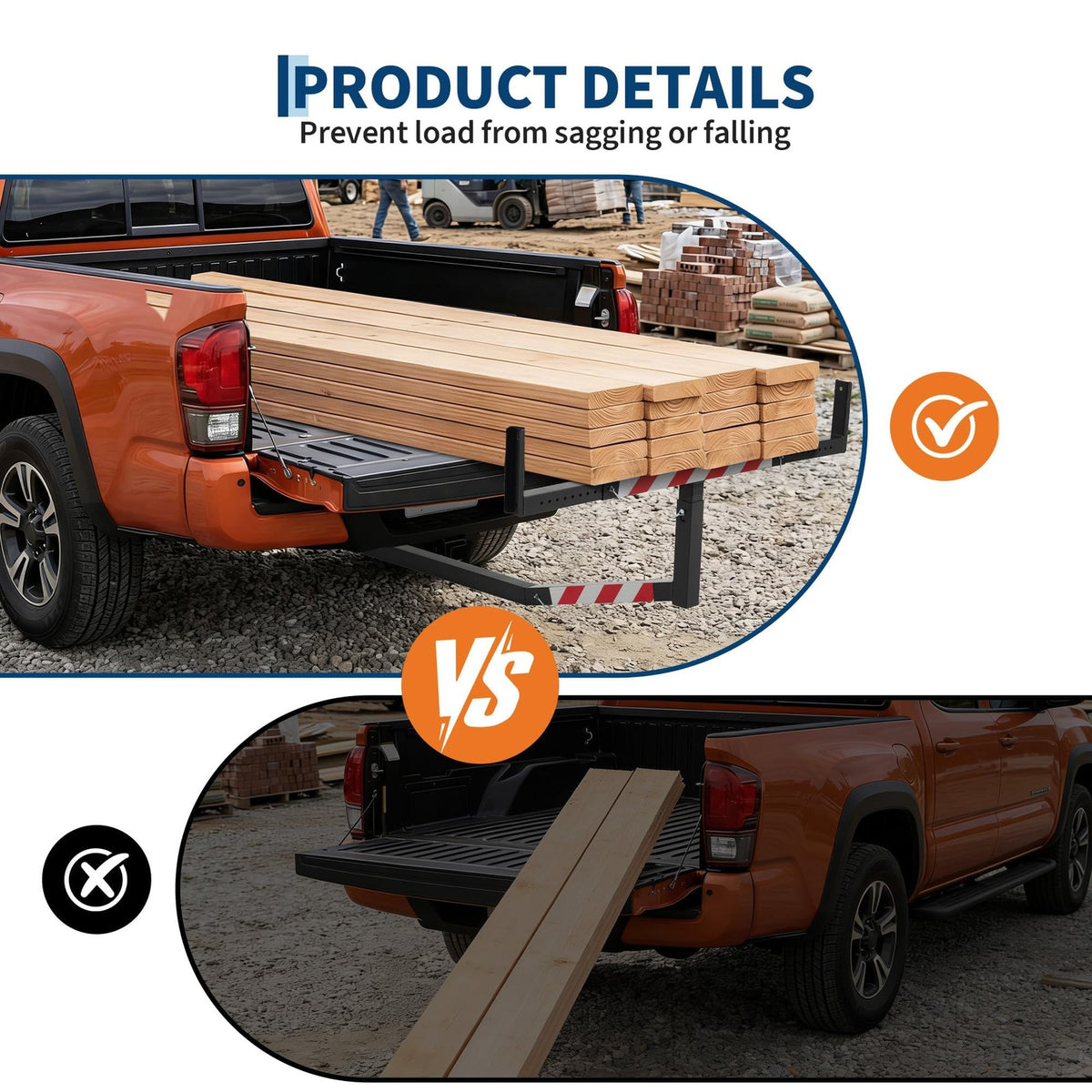 Heavy Duty Truck Bed Extender Hitch Mount 750 lbs Adjustable Cargo Support