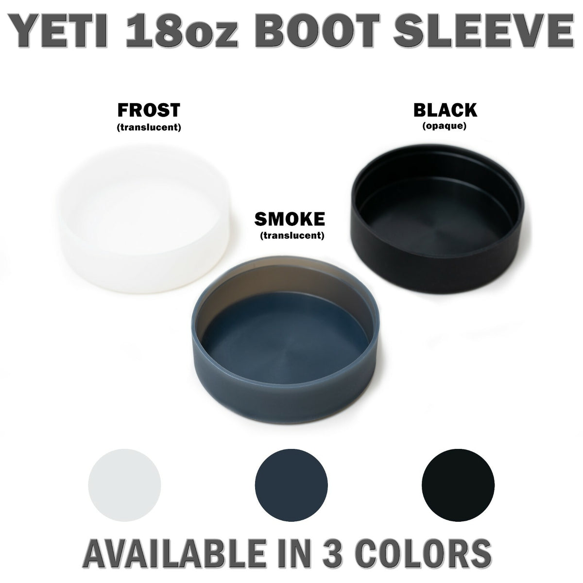 Silicone Bottle Sleeve Protector for Yeti Rambler 18oz & 12oz Bottles - Black Frost Smoke