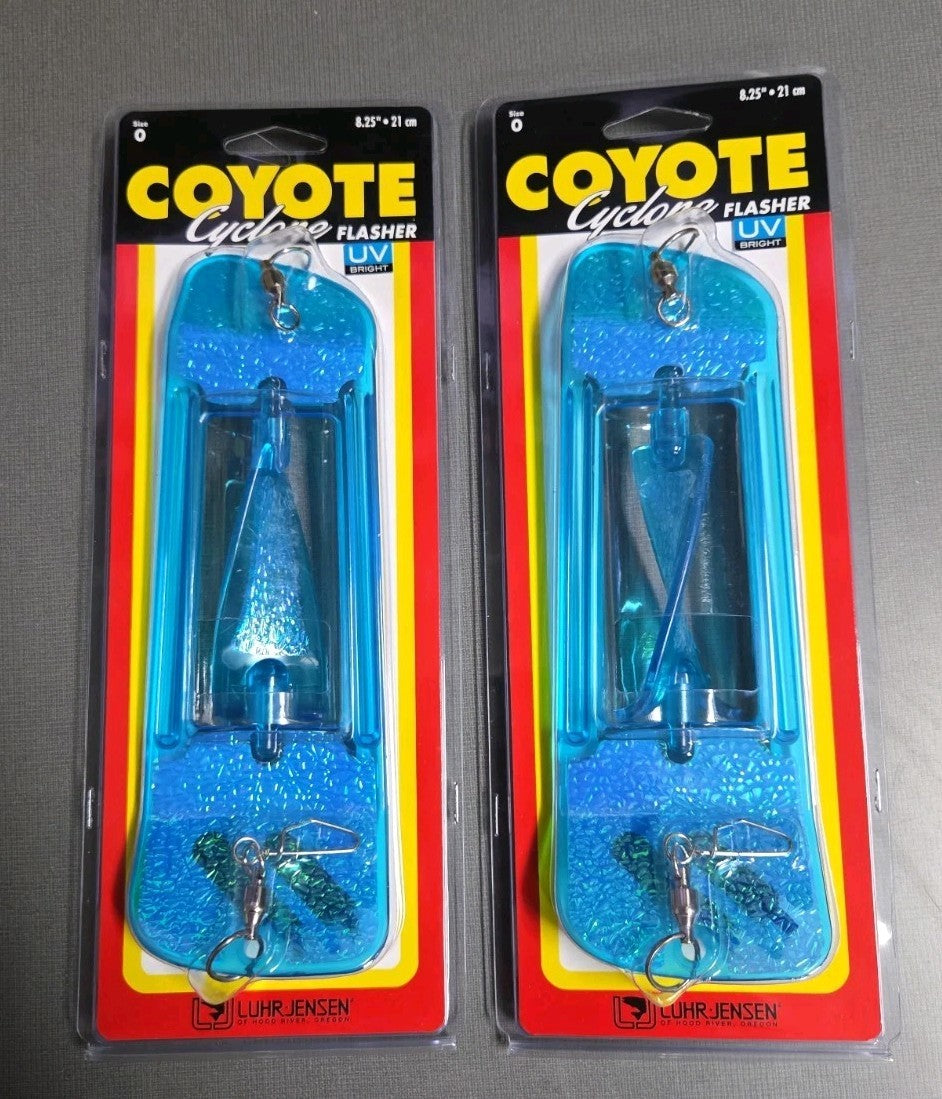 Fish Flasher Bait for Salmon & Trout - 8.25 Inch UV Blue Moon Jelly - Pack of 2