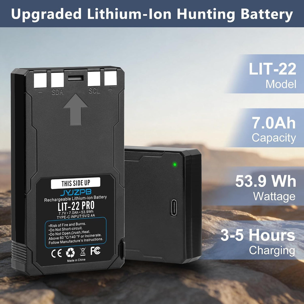 4 Pack 7000mAh Lithium-Ion Battery & USB-C Charger Station for Trail Cameras