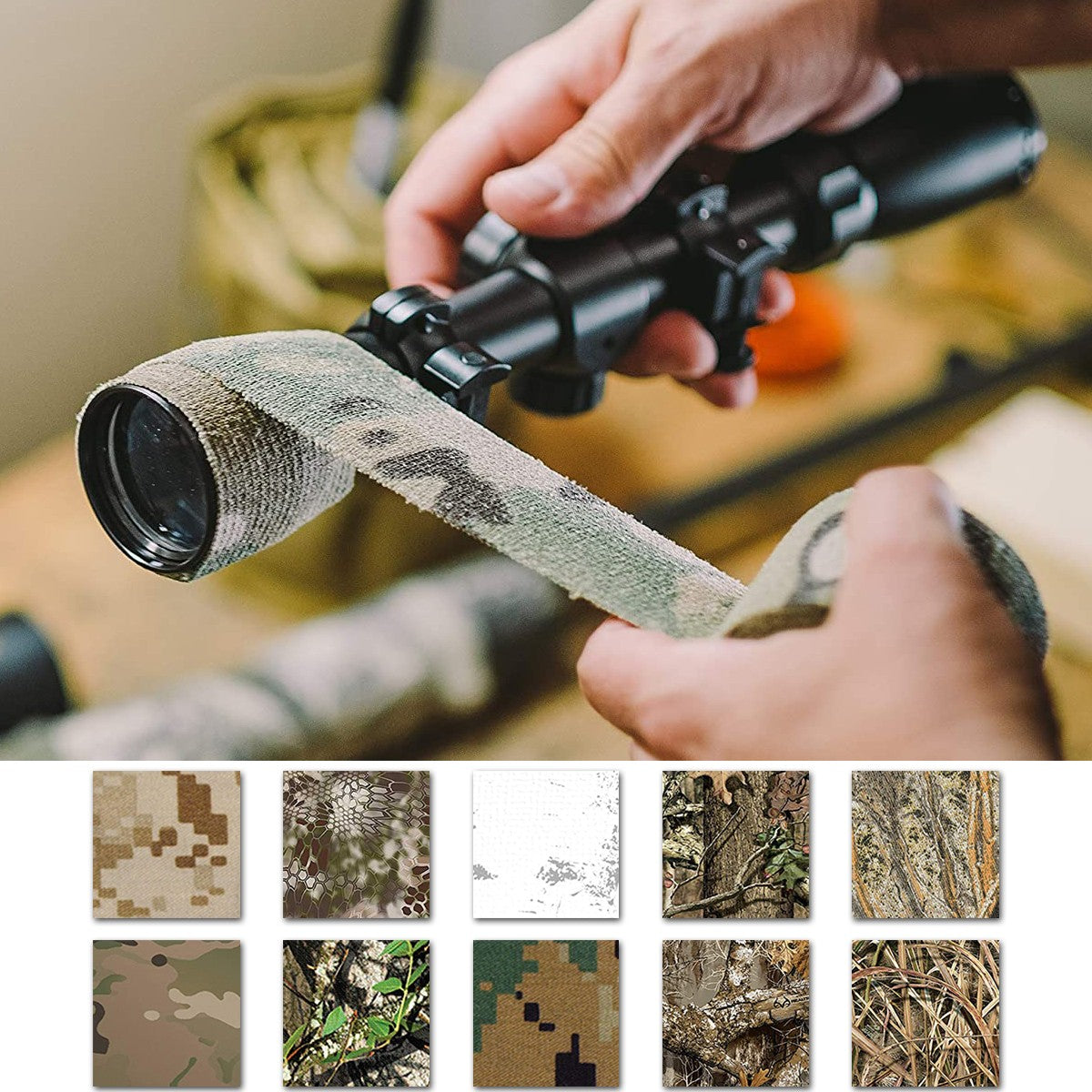 Tactical Camo Stretch Fabric Tape Wrap for Outdoor Gear Protection