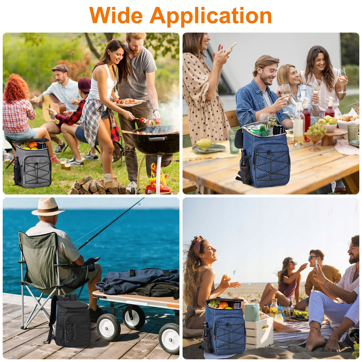 Insulated Cooler Backpack 23L Waterproof Lunch Bag for Camping Beach Picnic