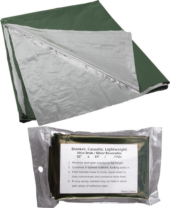 Olive Drab Emergency Casualty Blanket 52x84 Inch Waterproof Windproof