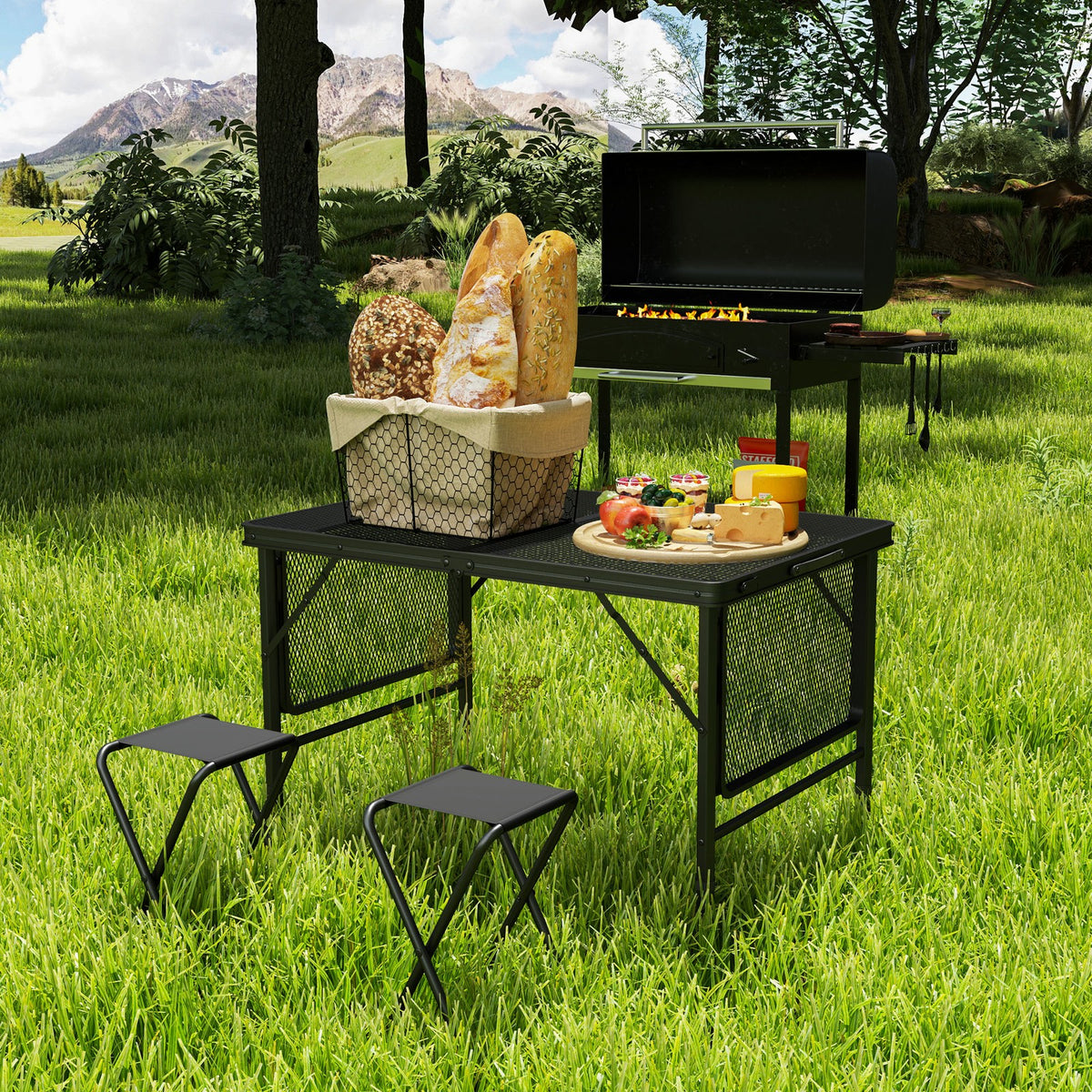 Portable Camping Table with Folding Wings - 4.5 ft Adjustable Height Outdoor Dining