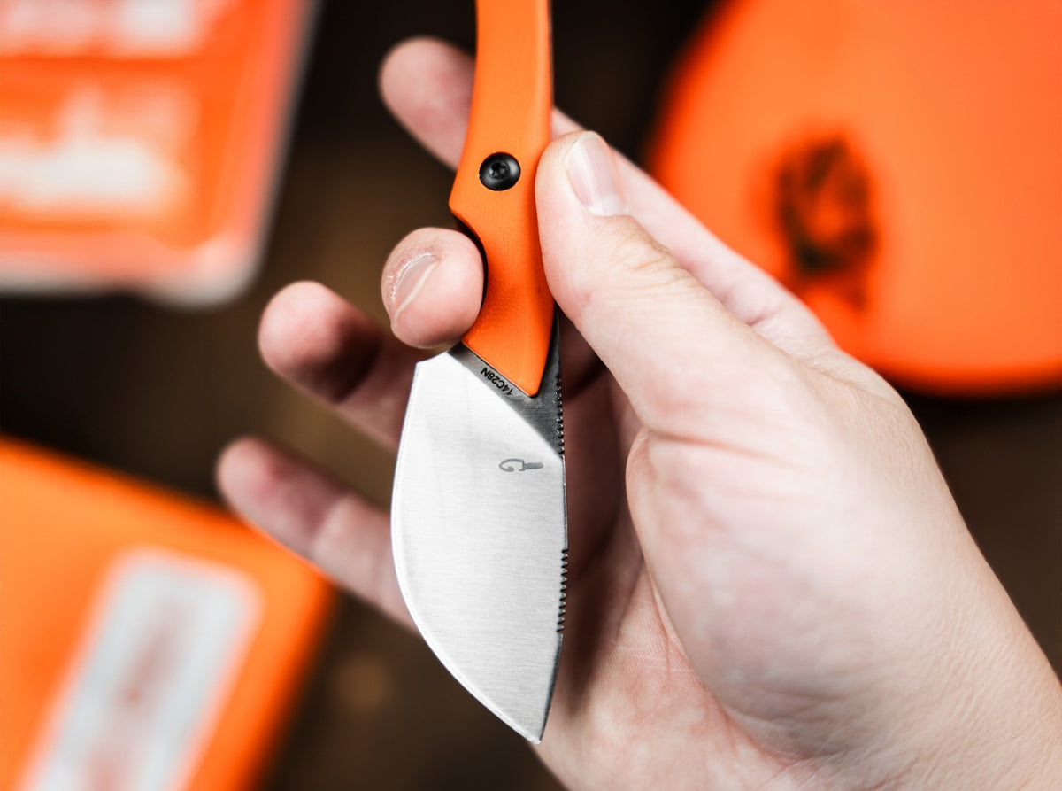 Orange Fixed Blade Hunting Knife 2.36 Inch Stainless Steel Outdoor Knife