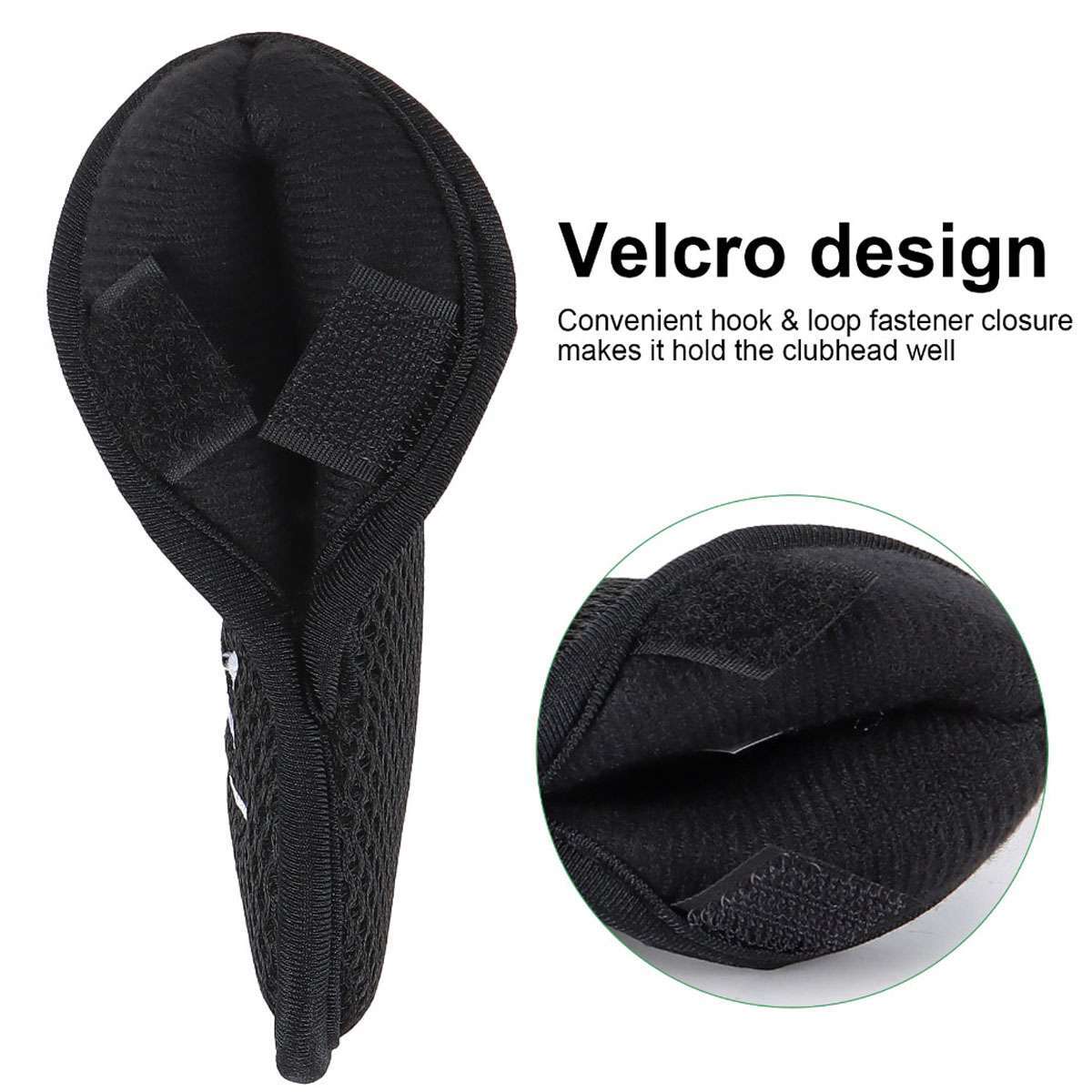 10-Pack Golf Club Head Covers Set - Mesh Cotton Padded Irons Black