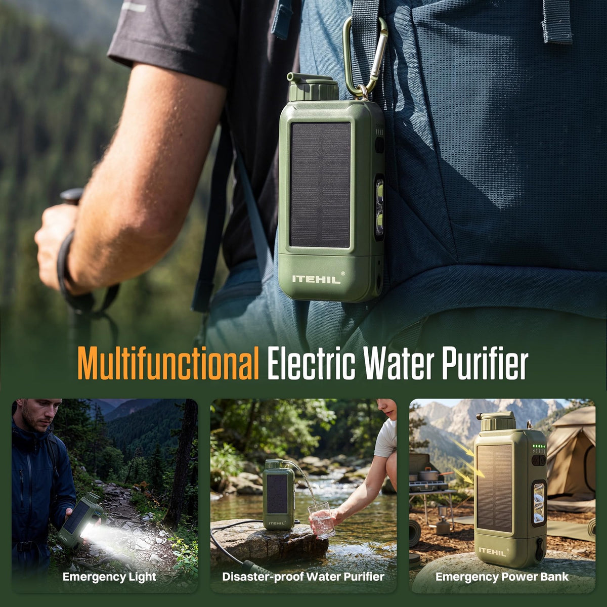 Portable Electric Water Filter 0.01 Micron for Camping Hiking Emergency