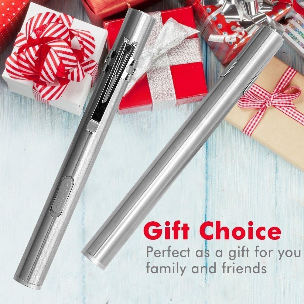 USB Rechargeable Mini LED Flashlight Stainless Steel Pen Light 1000 Lumens Pack