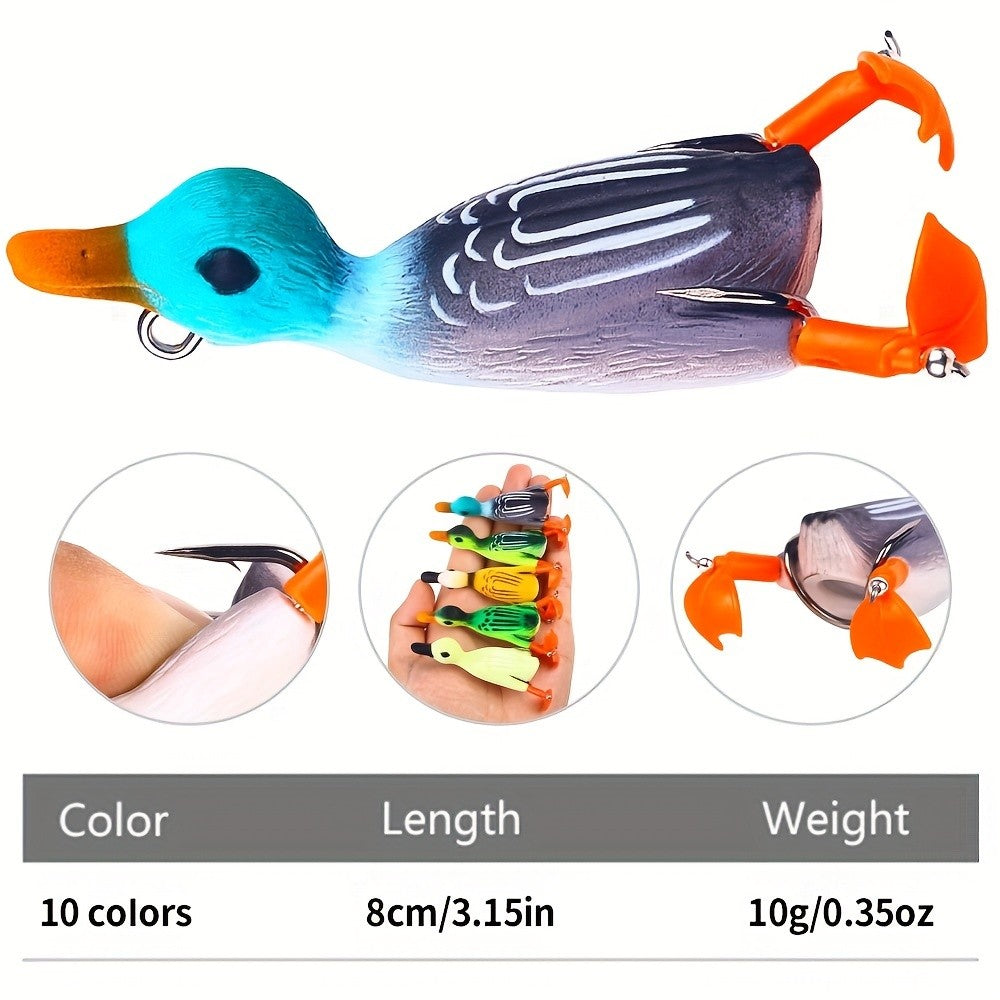 10pcs Topwater Duck & Frog Fishing Lure Set - Realistic Wobblers for Freshwater