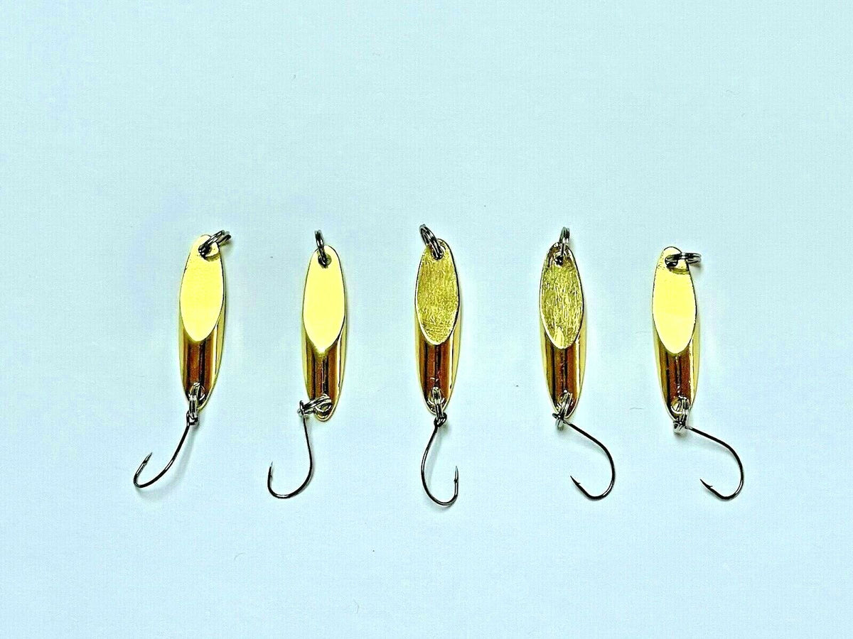 10 Gold Fishing Spoons - Kastmaster Style Bass & Trout Lures 1/8 oz