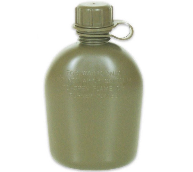 Military Style Tactical Water Canteen 1 Quart Hard Plastic OD Green