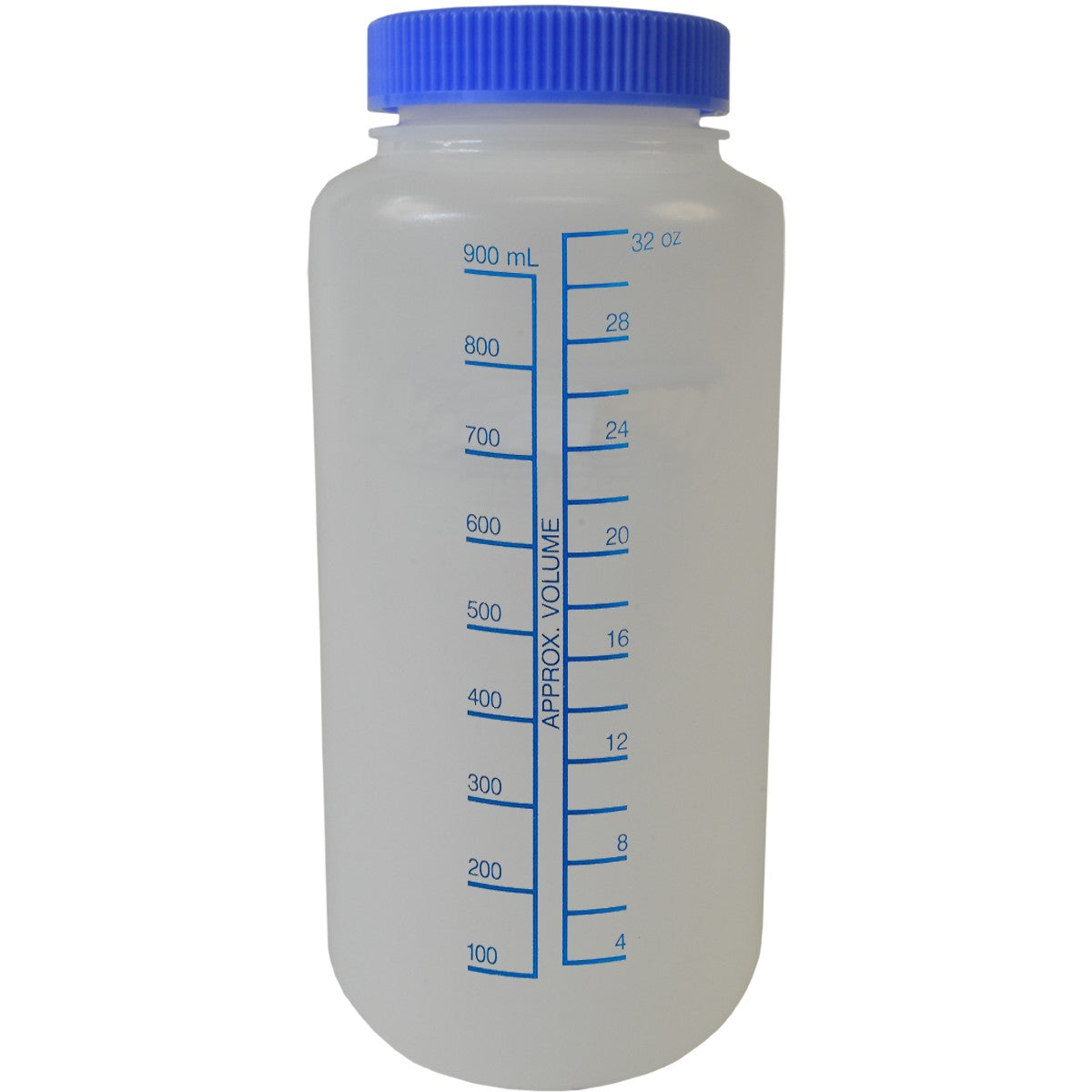 HDPE Plastic Wide Mouth Storage Bottle - Clear/Blue, 16 oz. & 32 oz. Options