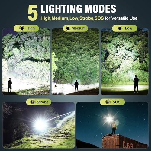Rechargeable LED Flashlights 4-Pack 990,000 Lumen Waterproof Outdoor Torch